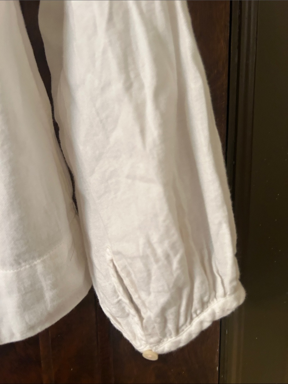 White Long-Sleeve Smocked Peasant Top with Pink Embroidery - Picture 9 of 10